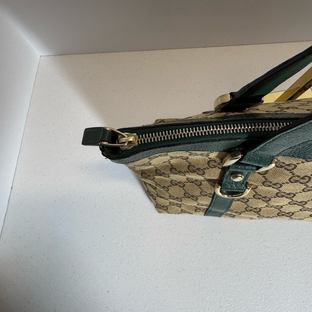Gucci Brown and Green GG Monogram Tote - Picture 6 of 16
